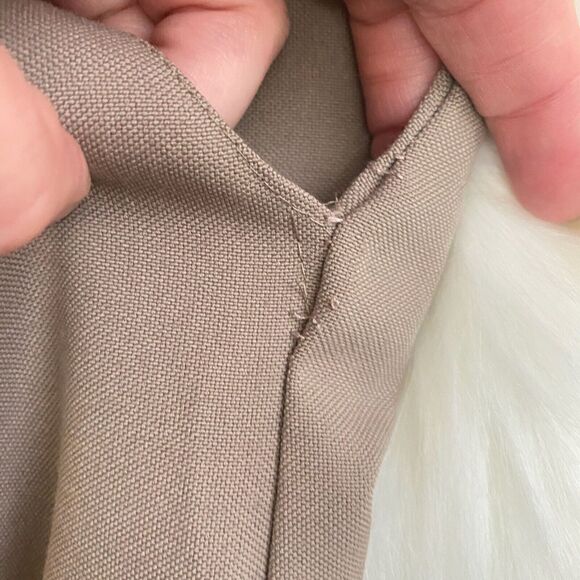 Vintage Khaki A Line Skirt Size Medium Pockets Belt Loops Back Zip Uniform - Picture 6 of 7